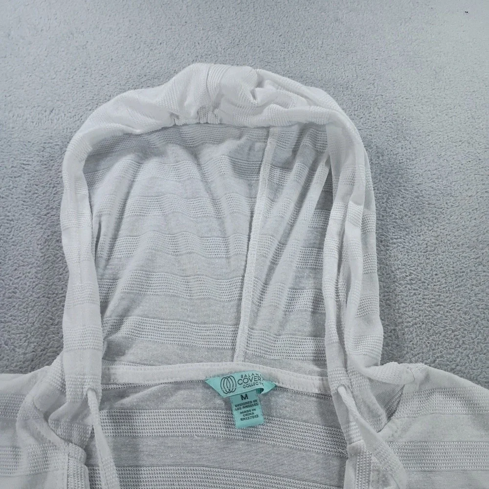 Balance Collection Women Swim Cover-Up White Medium Hooded Tunic